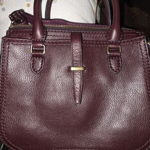 Fossil Deep Burgundy Leather Crossbody Bag